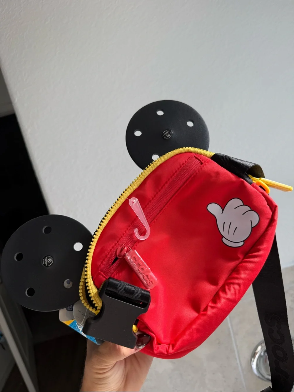 Crocs Red & Black Mickey Ear Fanny pack
